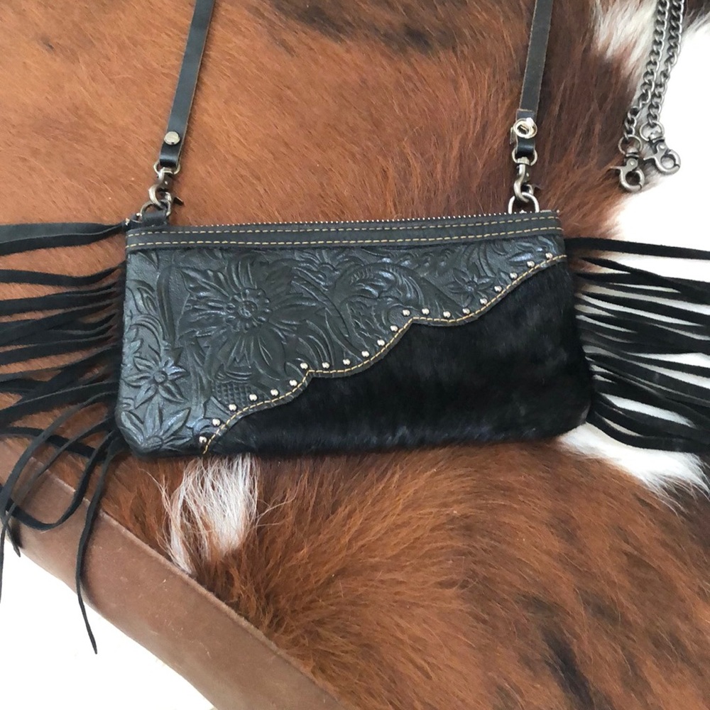 Montana West cowhide fringe crossbody